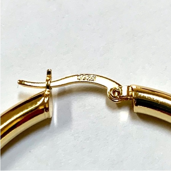 Sterling S925 14K Yellow Gold Plated Classic New Hoop Earrings - Picture 6 of 6